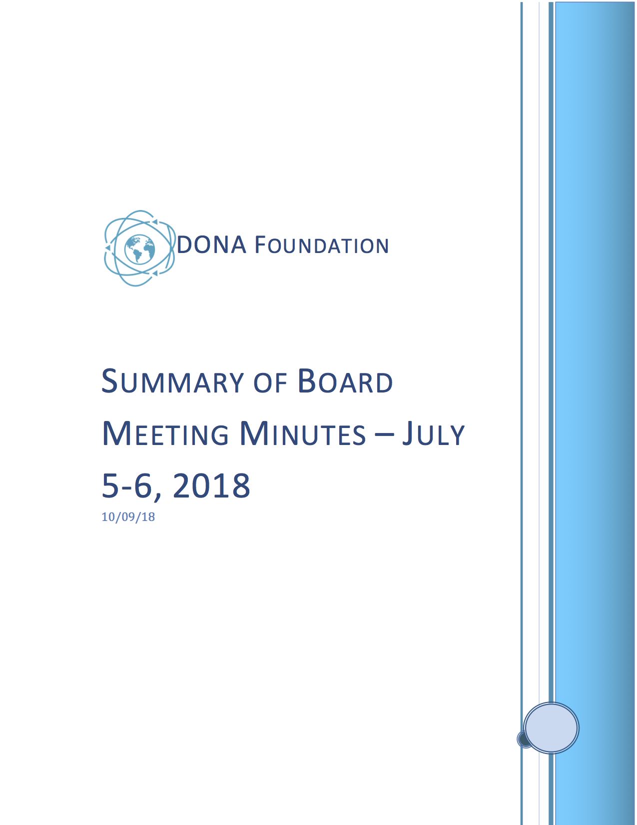 Summary of Board Minutes July 5-6, 2018