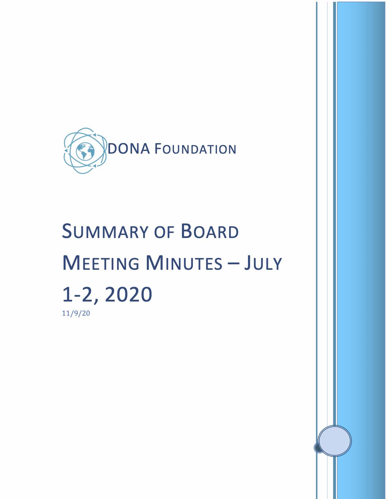 Summary of Board Minutes July 1-2, 2020